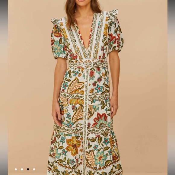 Farm Rio Off-White Botanicals Belted Midi Dress - Picture 4 of 9